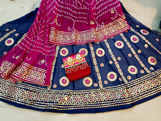 Jaiprui Gotapatti Lehnga in chinon fabric - KANHASAREE