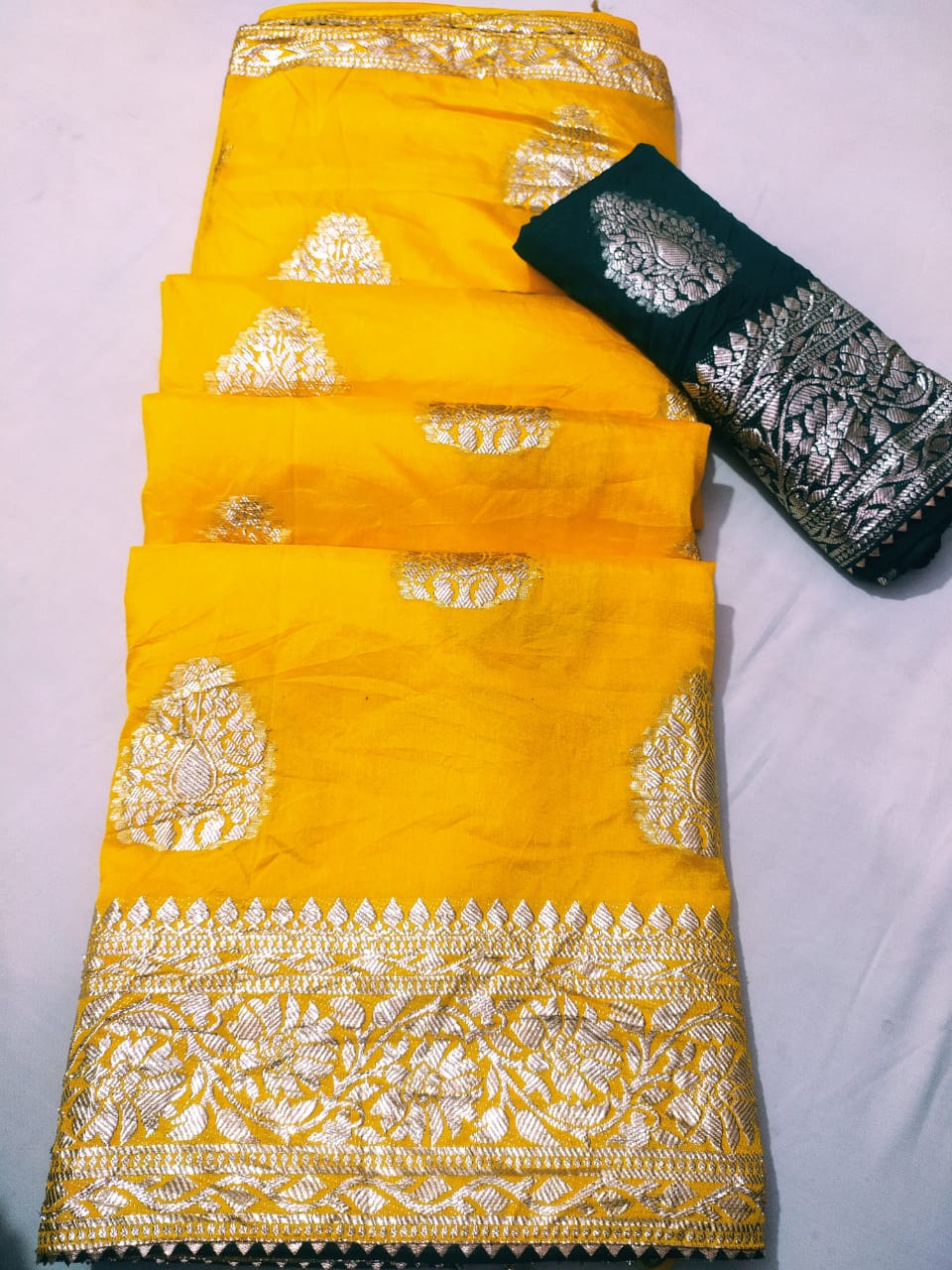 Pure Dola Silk Saree with Zari Weaving & Rich Buta Design