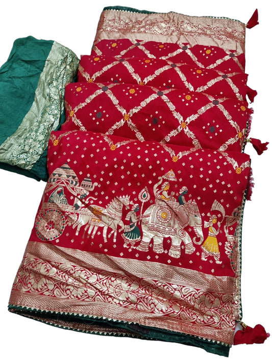 Pure Dola Fabric Saree with Meenakari Zari Weaving for Weddings - Kanhasarees by ksds