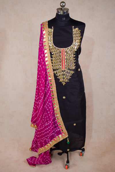 Gotapatti hand work suit with dupatta - unstitched - KANHASAREE