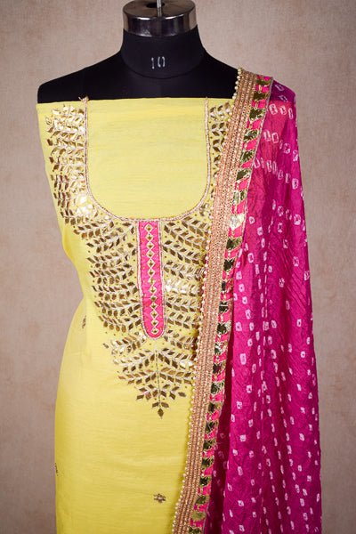 Gotapatti hand work suit with dupatta - unstitched - Kanhasarees by ksds