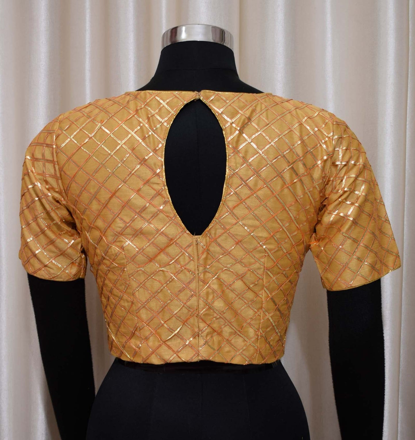 Heavy Saree Blouse with Gota Work - Pink & Green Silk Crop Top | Made to Order Indian Ethnic Blouse