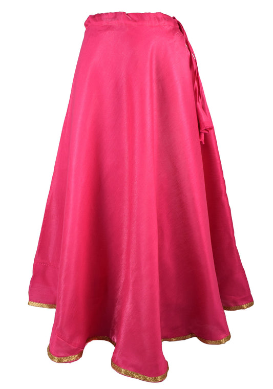 Beautiful Plain Art Silk Skirts with gota border in Vibrant Colors - 4 m Flair - Readymade Skirts for Women - Wedding Gifts - Kanhasarees by ksds
