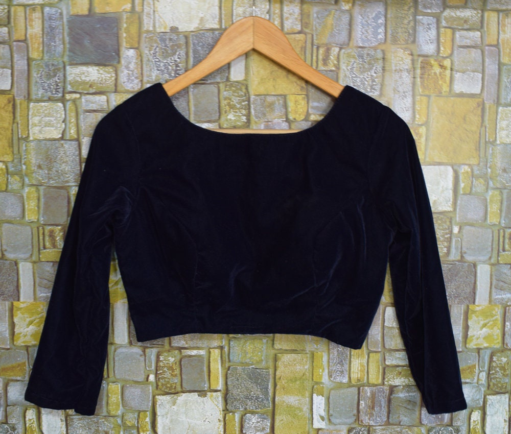 Made to Order Indian Blue Velvet Saree Blouse, Full Sleeves, Designer, Bollywood Sari Blouse, Readymade, Custom Size