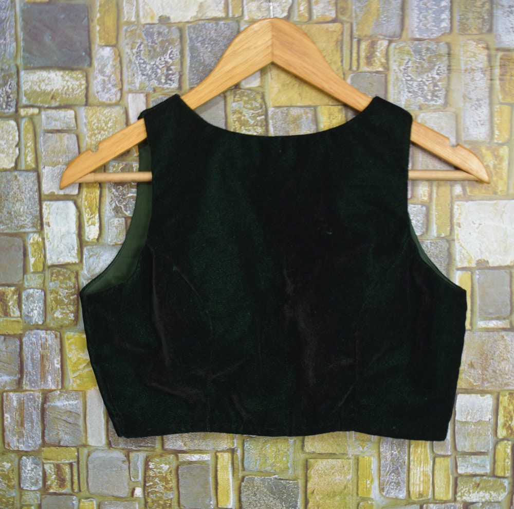 Indian Green Velvet Saree Blouse, Cut sleeves, Designer Saree Blouse, Readymade Saree Blouse, Bollywood Sari Blouse
