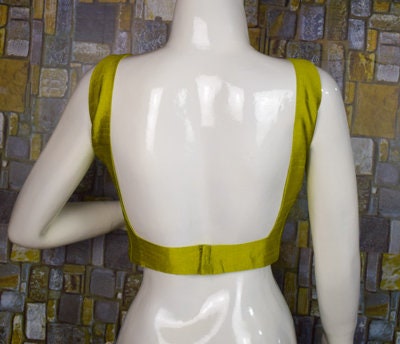 Saree Blouse Raw Silk Crop Top - Indian Sari Blouse, Cut Sleeves, Back Open, Choli for Lehenga, Party Wear