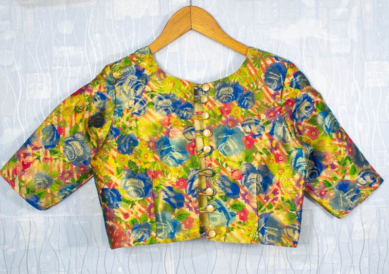 Made to Order Blouse - Multicolor Indian Designer Saree Top - Half Sleeve Back Open - Perfect for Weddings & Party Wear