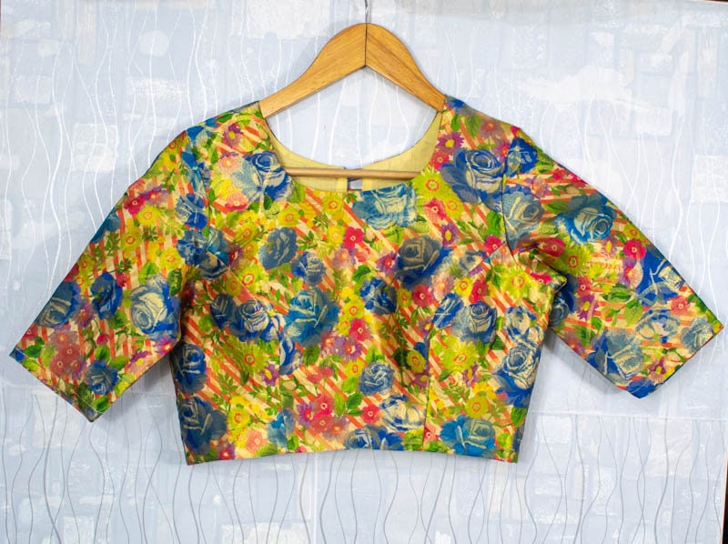 Made to Order Blouse - Multicolor Indian Designer Saree Top - Half Sleeve Back Open - Perfect for Weddings & Party Wear
