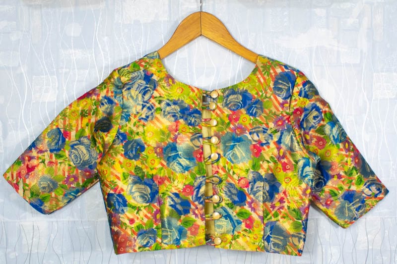 Made to Order Blouse - Multicolor Indian Designer Saree Top - Half Sleeve Back Open - Perfect for Weddings & Party Wear