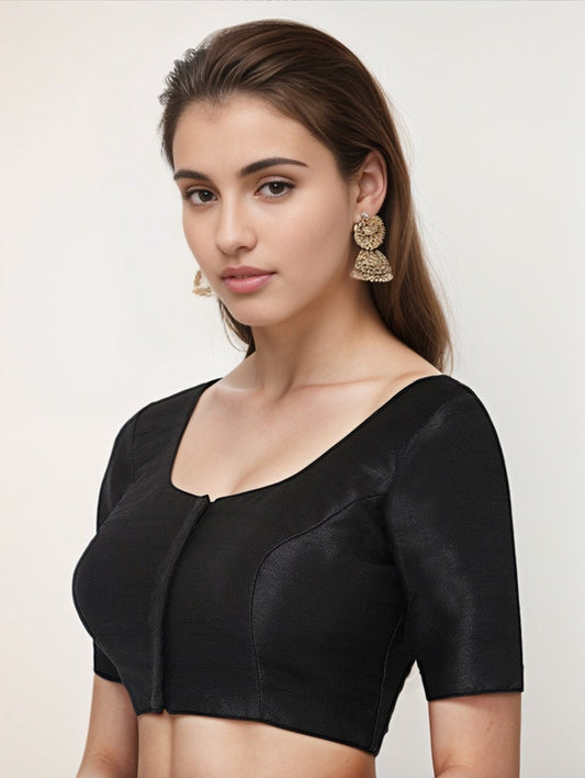 Made to order woman Raw Silk blouse for saree lehenga v neck back closure sari top - Kanhasarees by ksds