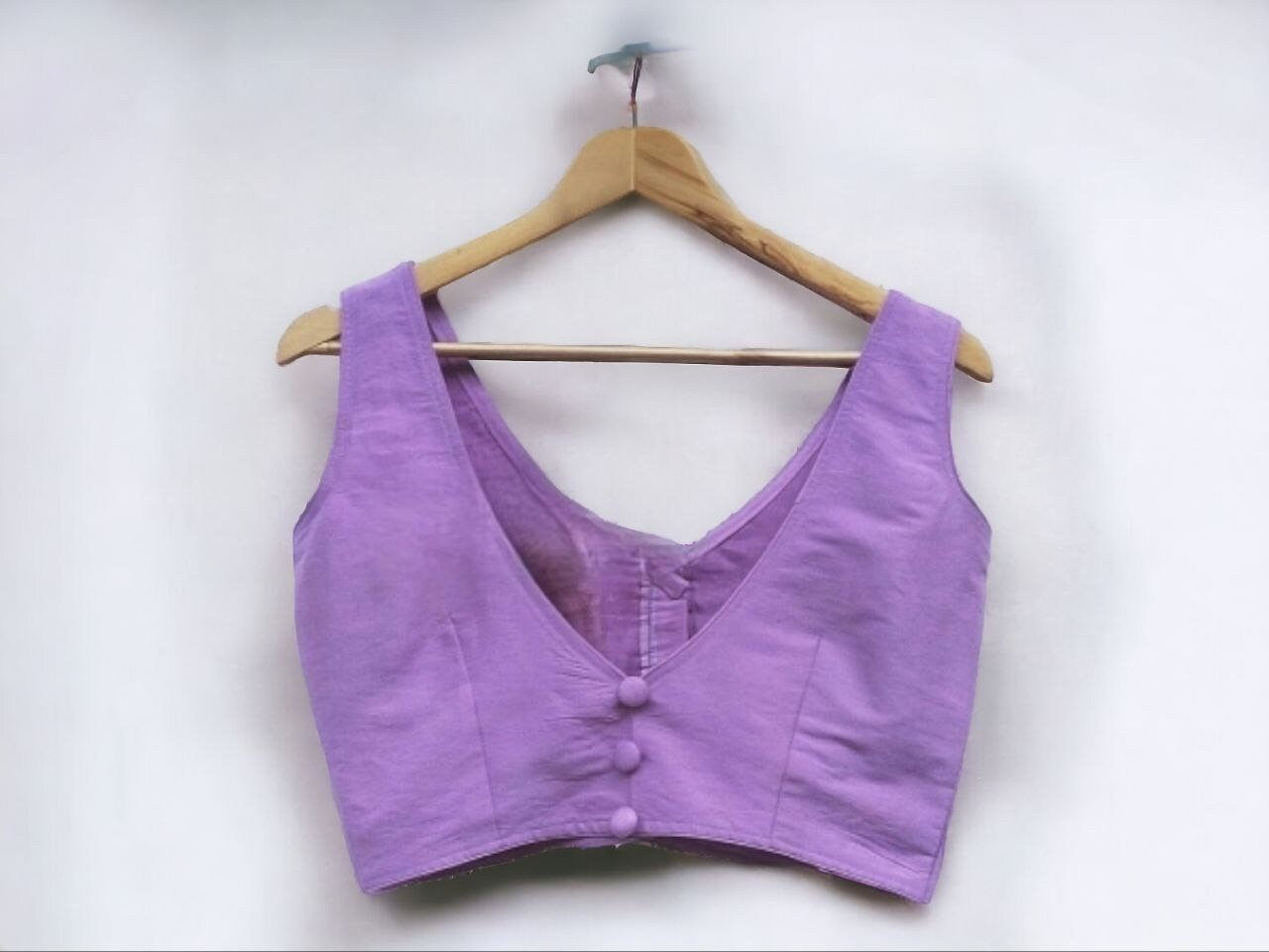 Made to order woman Raw Silk blouse for saree lehenga v neck back closure sari top sleeveless Blouse