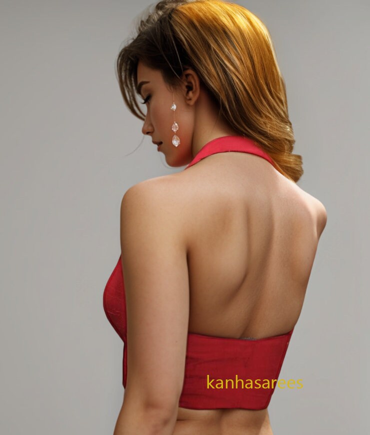 Custom made Raw Silk Saree Blouse Design Back-Open High-Quality Stitching Fashion-Forward Women's Wear for Party & Casual Events