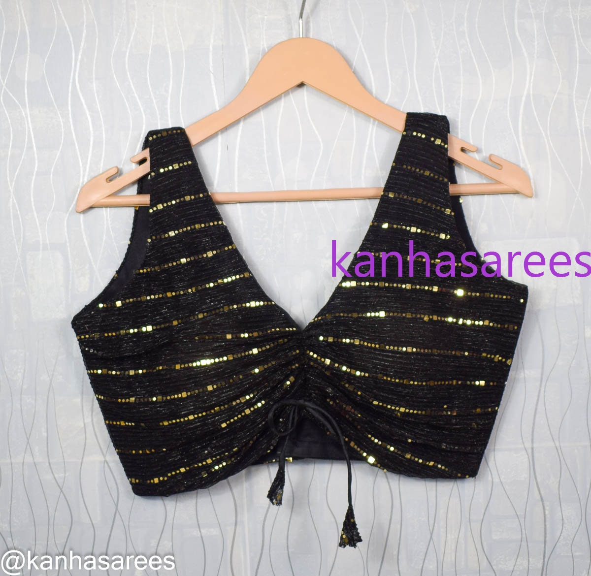 Made to order Indian saree blouse Black sequence designer blouse Ethnic wear indian crop top choli for lehenga Party wear sleeveless blouse