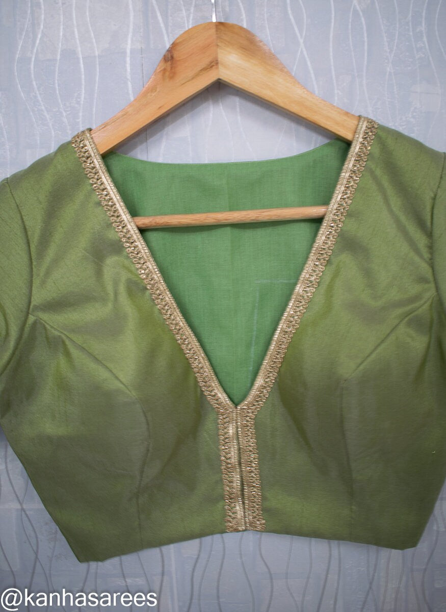 Custom made BLUE Raw Silk Saree Blouse Design High-Quality Stitching Fashion-Forward Women's Wear for Party & Casual Events
