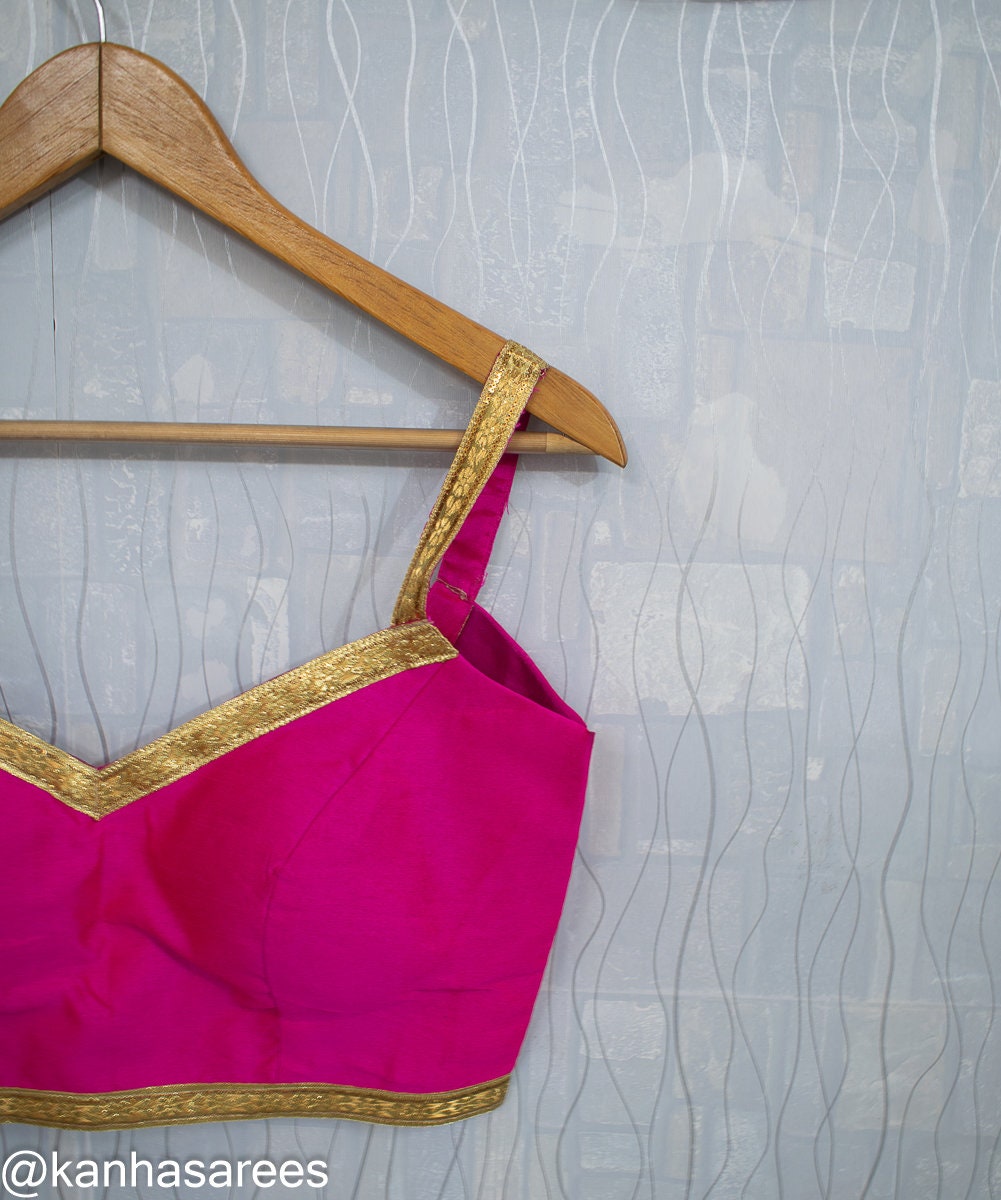 Custom Made Pink Saree Blouse Raw Silk Sweetheart Neckline Sleeveless Blouse Party Wear Summer Top Spaghetti Strap Designer Custom Crop Top