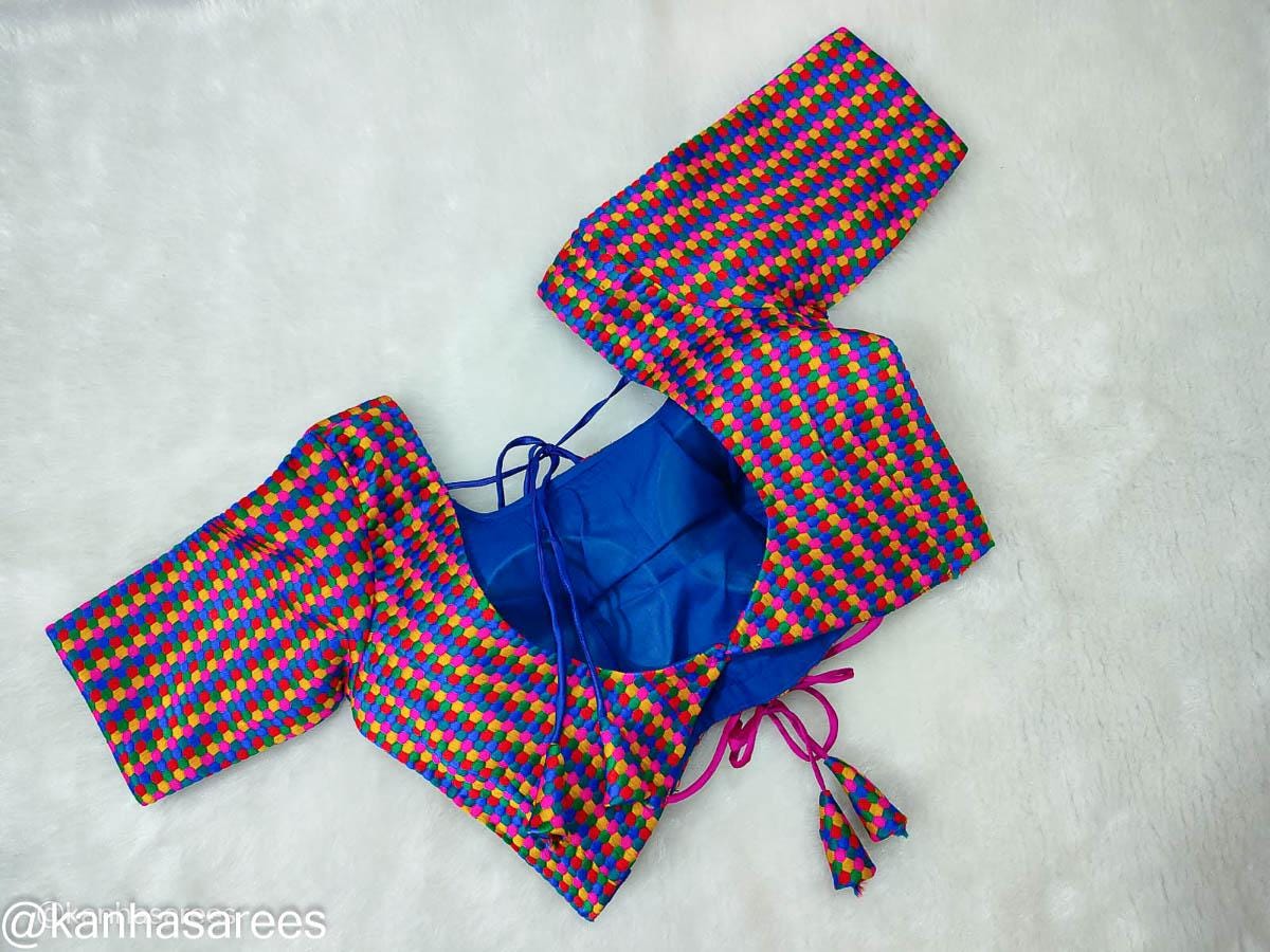 Made to order multicolour saree blouse Indian ethnic choli for lehenga Crop top