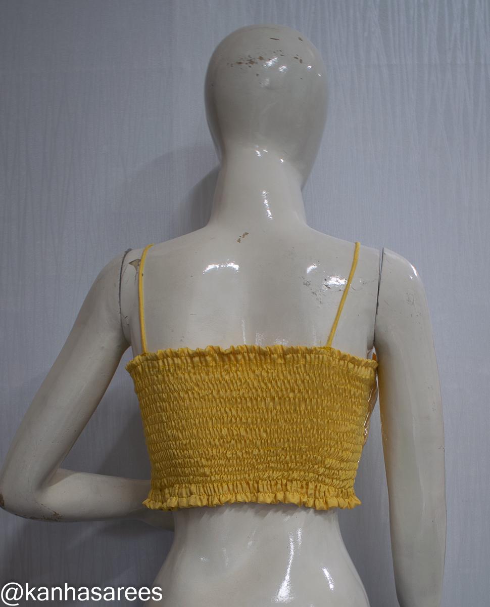 Made To Order Indian Yellow Saree Blouse -Flexi strtechable fit - Elegant Sleeveless Lehenga Blouse with Sweetheart Neckline