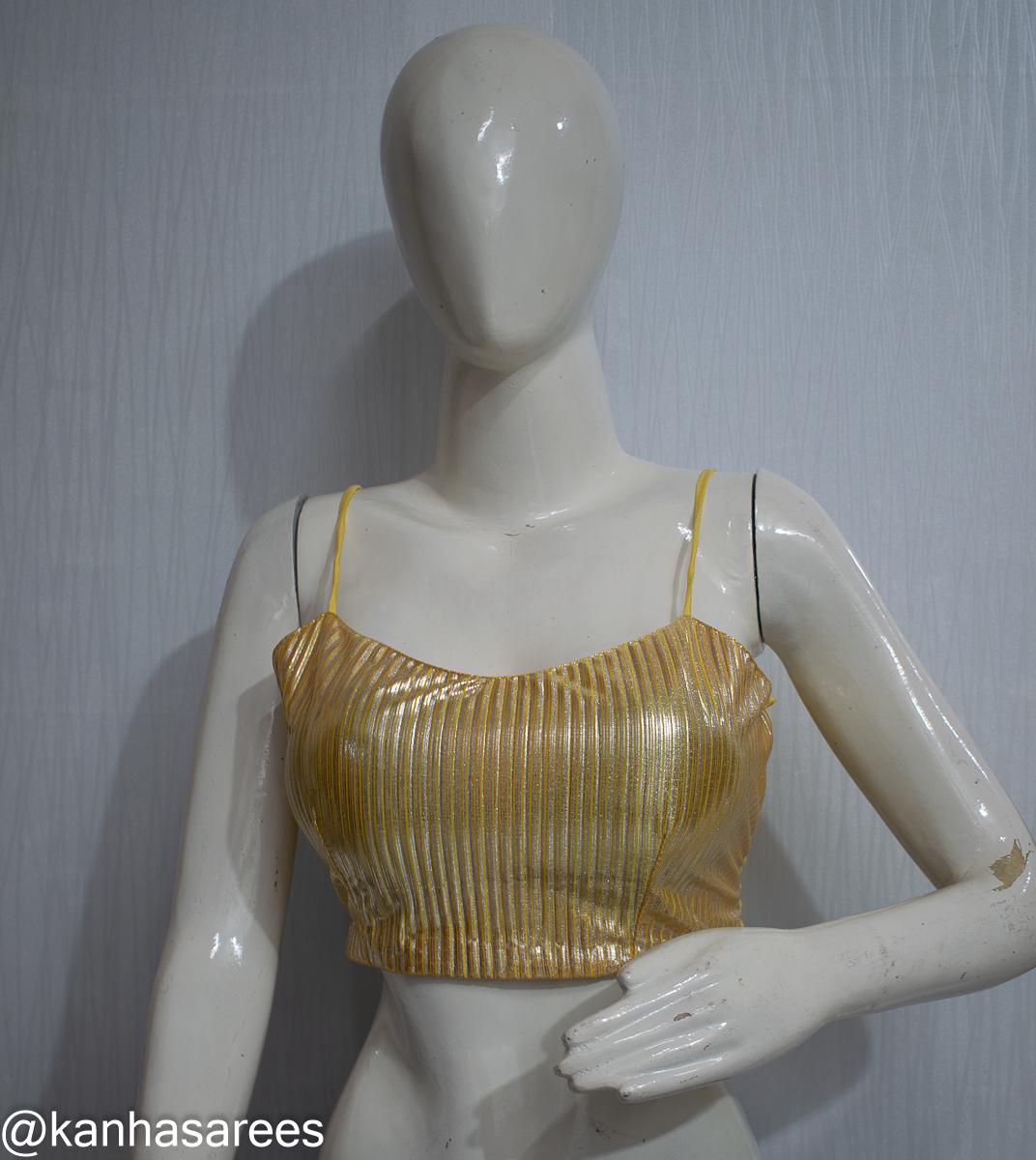 Made To Order Indian Yellow Saree Blouse -Flexi strtechable fit - Elegant Sleeveless Lehenga Blouse with Sweetheart Neckline