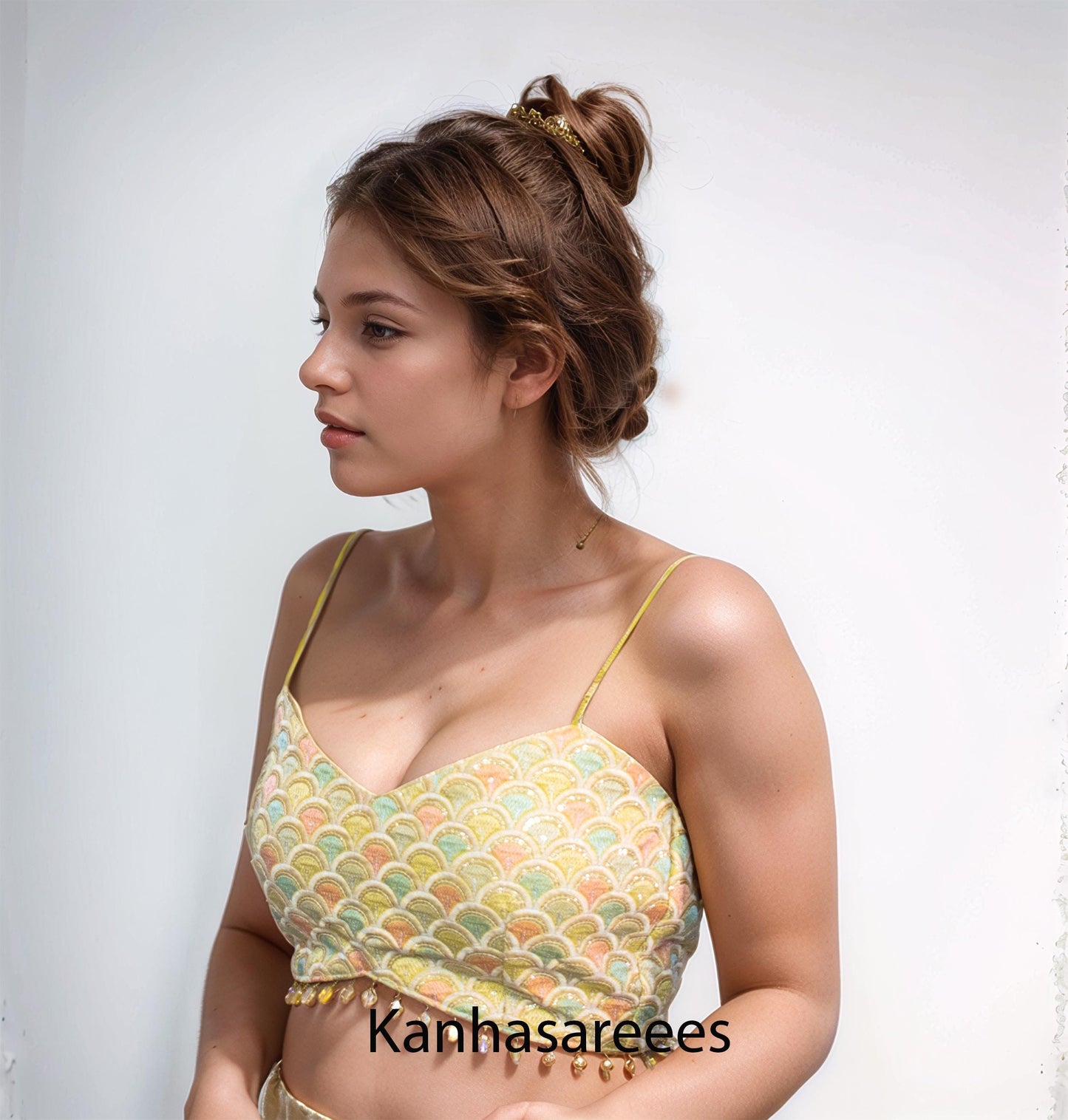 Yellow Designer Readymade Blouse | Elegant Stylish Party Wear Top | Custom Sizes Available | Unique Designs & Colors