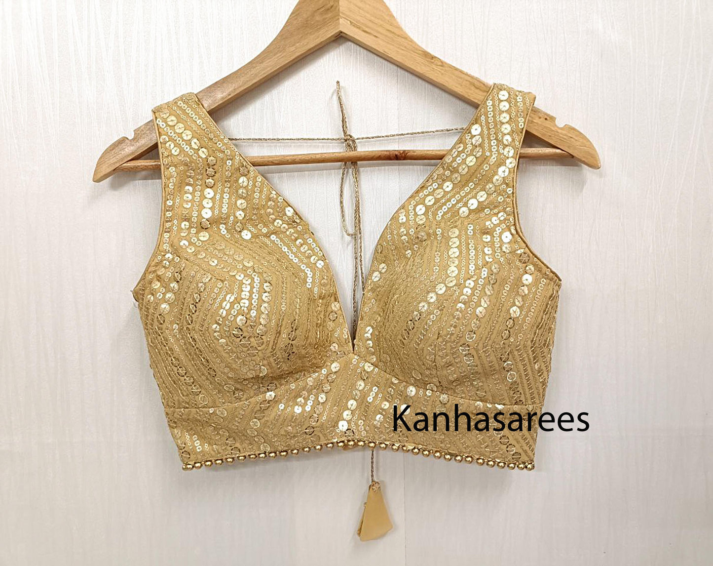 Indian Wedding Blouse Crop Top Gold Sequin Party Wear for Bride Celebration Top Sleeveless Style Cotton Lining Padded Blouse Indian Design