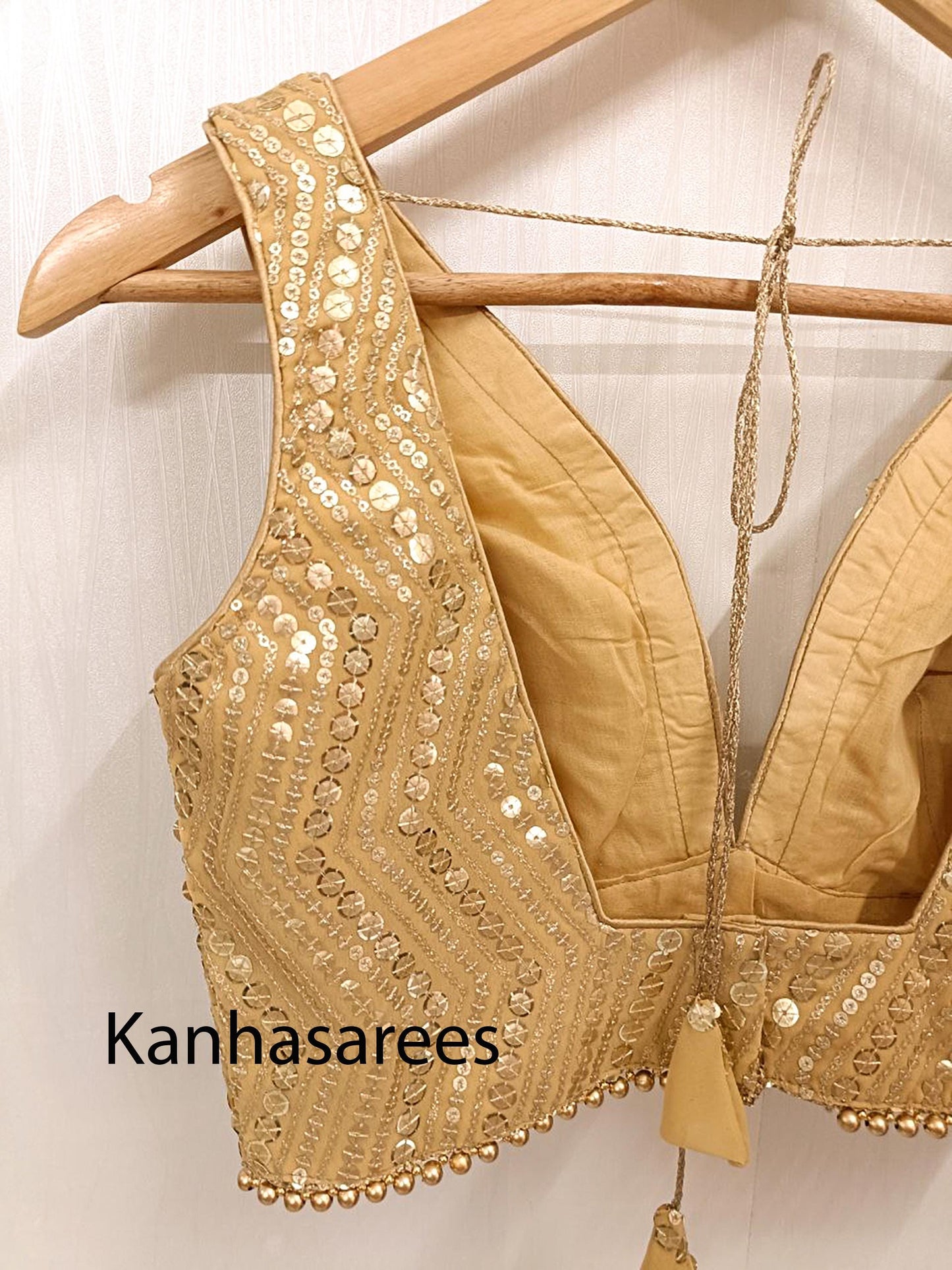 Indian Wedding Blouse Crop Top Gold Sequin Party Wear for Bride Celebration Top Sleeveless Style Cotton Lining Padded Blouse Indian Design
