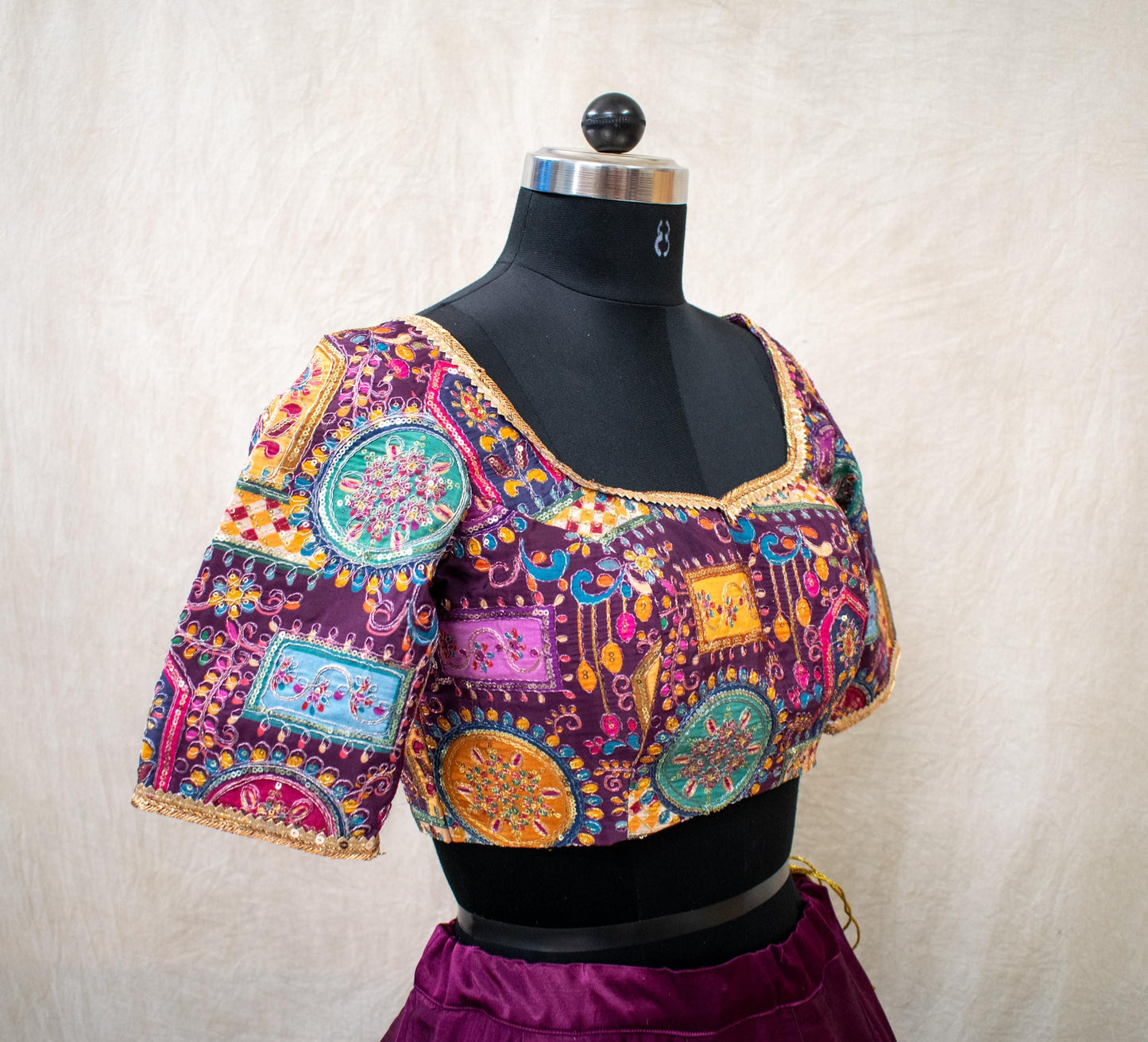 close-up of rich silk fabric texture in deep purple shade