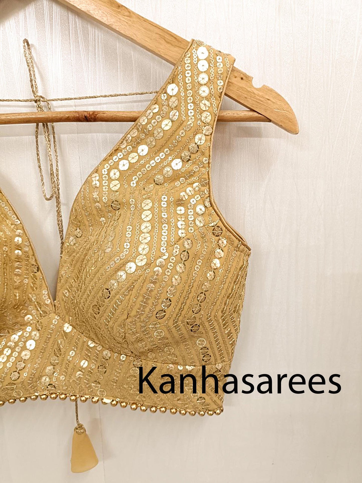 Indian Wedding Blouse Crop Top Gold Sequin Party Wear for Bride Celebration Top Sleeveless Style Cotton Lining Padded Blouse Indian Design