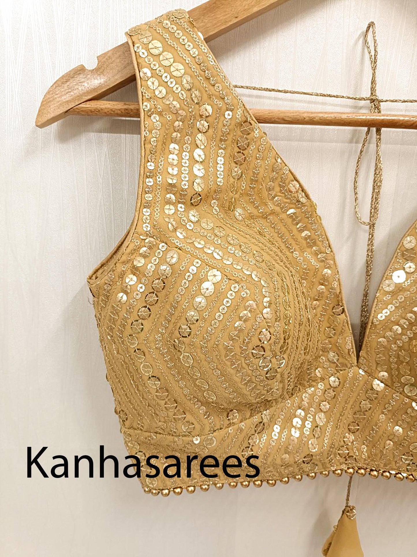 Indian Wedding Blouse Crop Top Gold Sequin Party Wear for Bride Celebration Top Sleeveless Style Cotton Lining Padded Blouse Indian Design