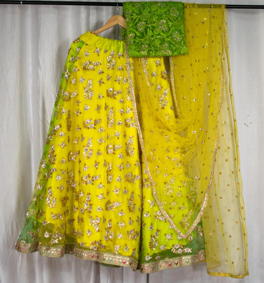 Yellow Haldi Lehenga Choli for Women – Mehendi Function Outfit – Indian Wedding Wear Set