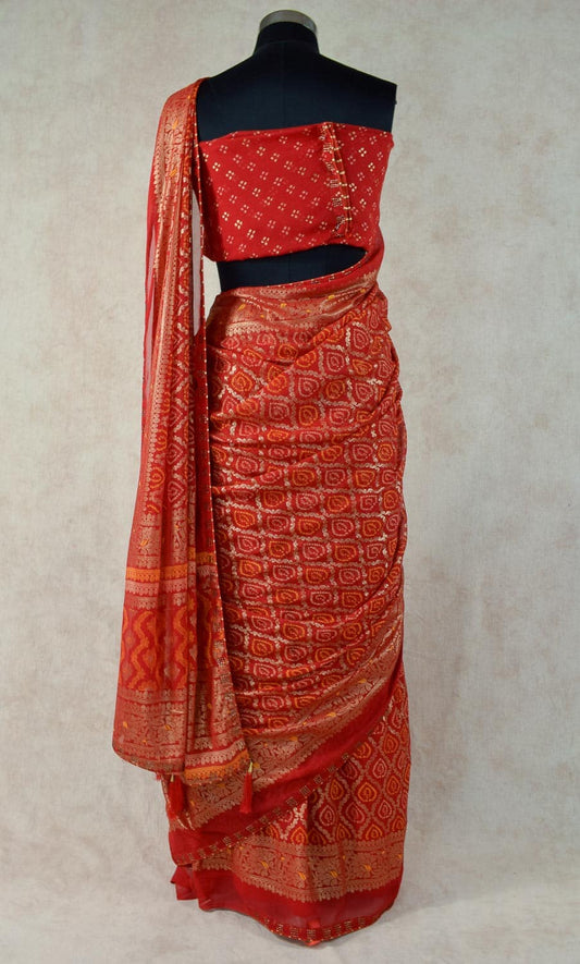 Gharchola Banarasi Bandhani Saree with heavy Blouse - Kanhasarees by ksds