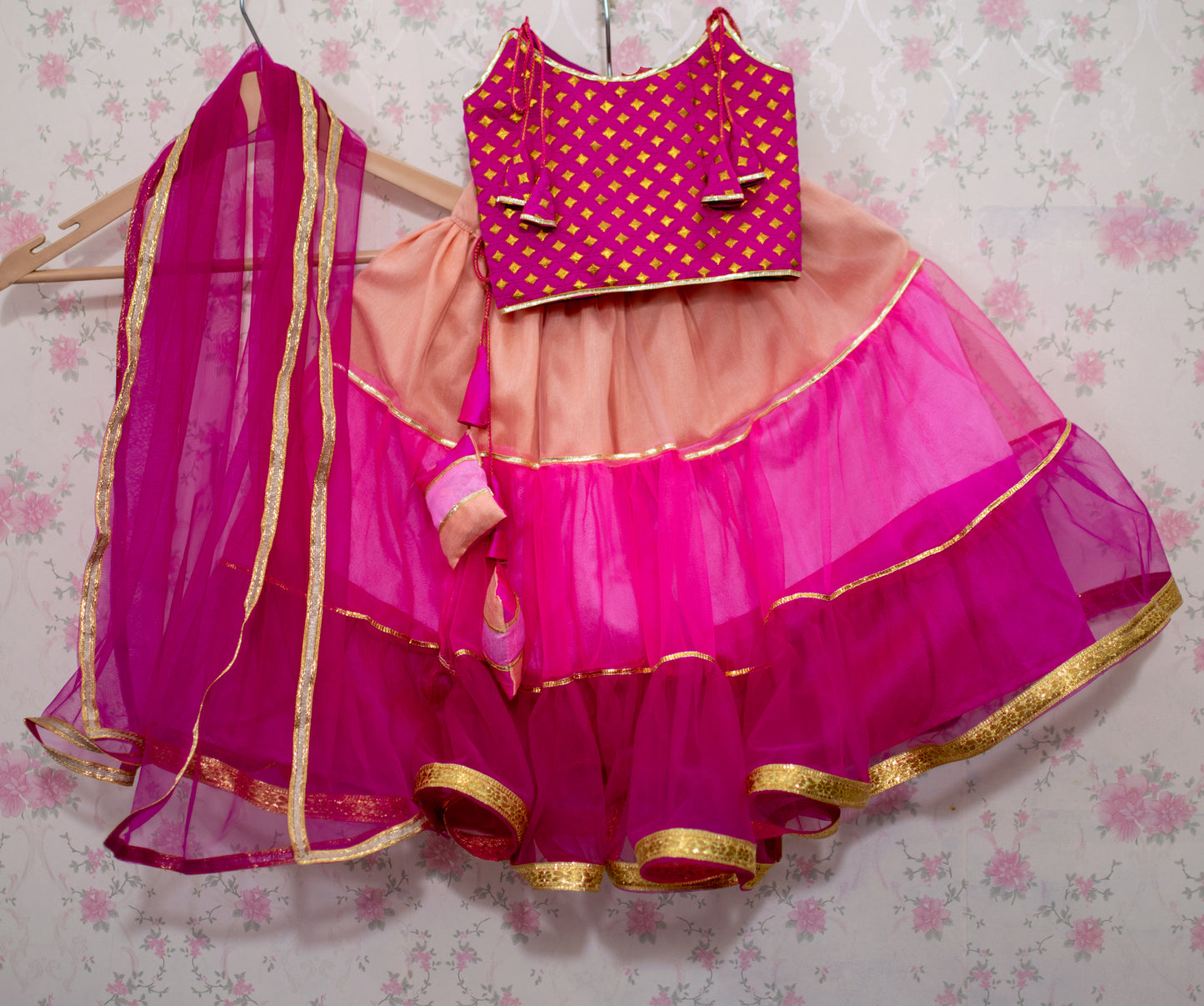 Designer Embroidery Work Silk Top and Net Skirt Lehenga