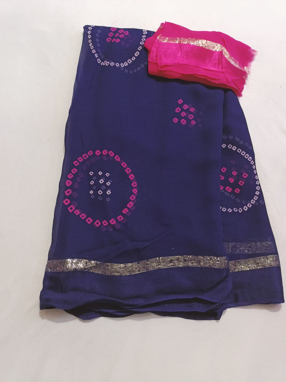 Purple Georgette Jaipuri Bandhej Saree - Casual wear saree - KANHASAREE