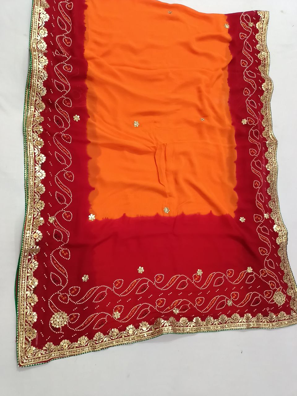 Handwork Gotapatti Rajasthan Piliya Saree in Pure Georgette with Unstitched Blouse