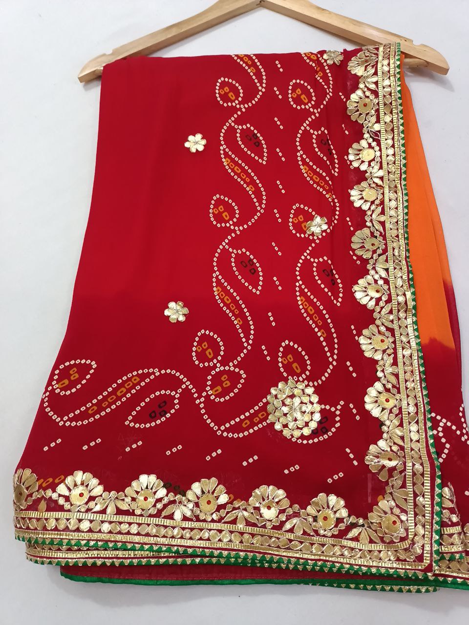 Handwork Gotapatti Rajasthan Piliya Saree in Pure Georgette with Unstitched Blouse