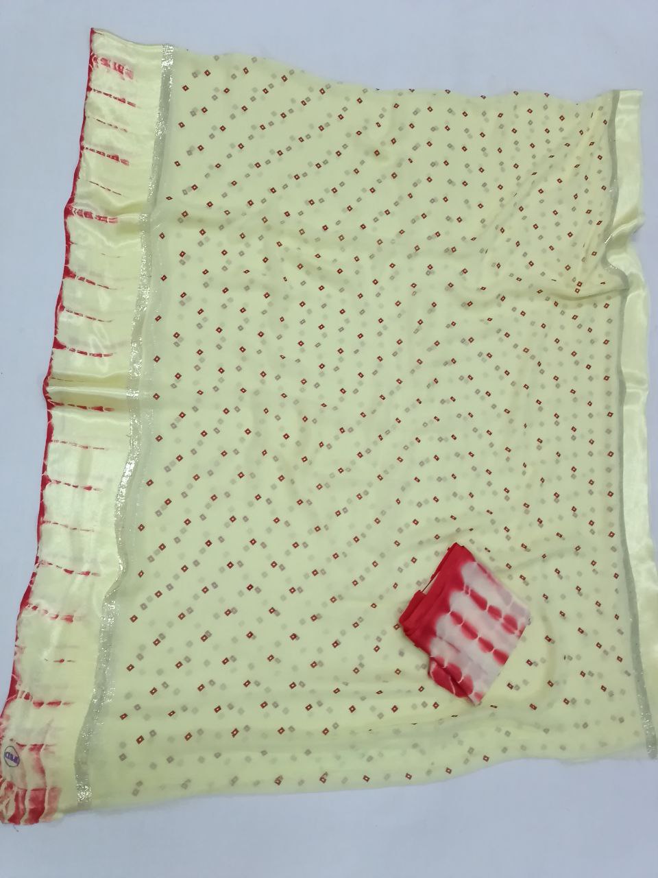Georgette Bandhani Print Saree with Shibori Satin Border | Designer Saree with Blouse