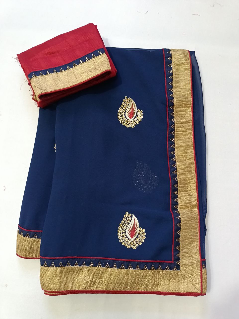 Viscose Georgette Saree with Kundan Buties | Designer Saree for Parties & Weddings