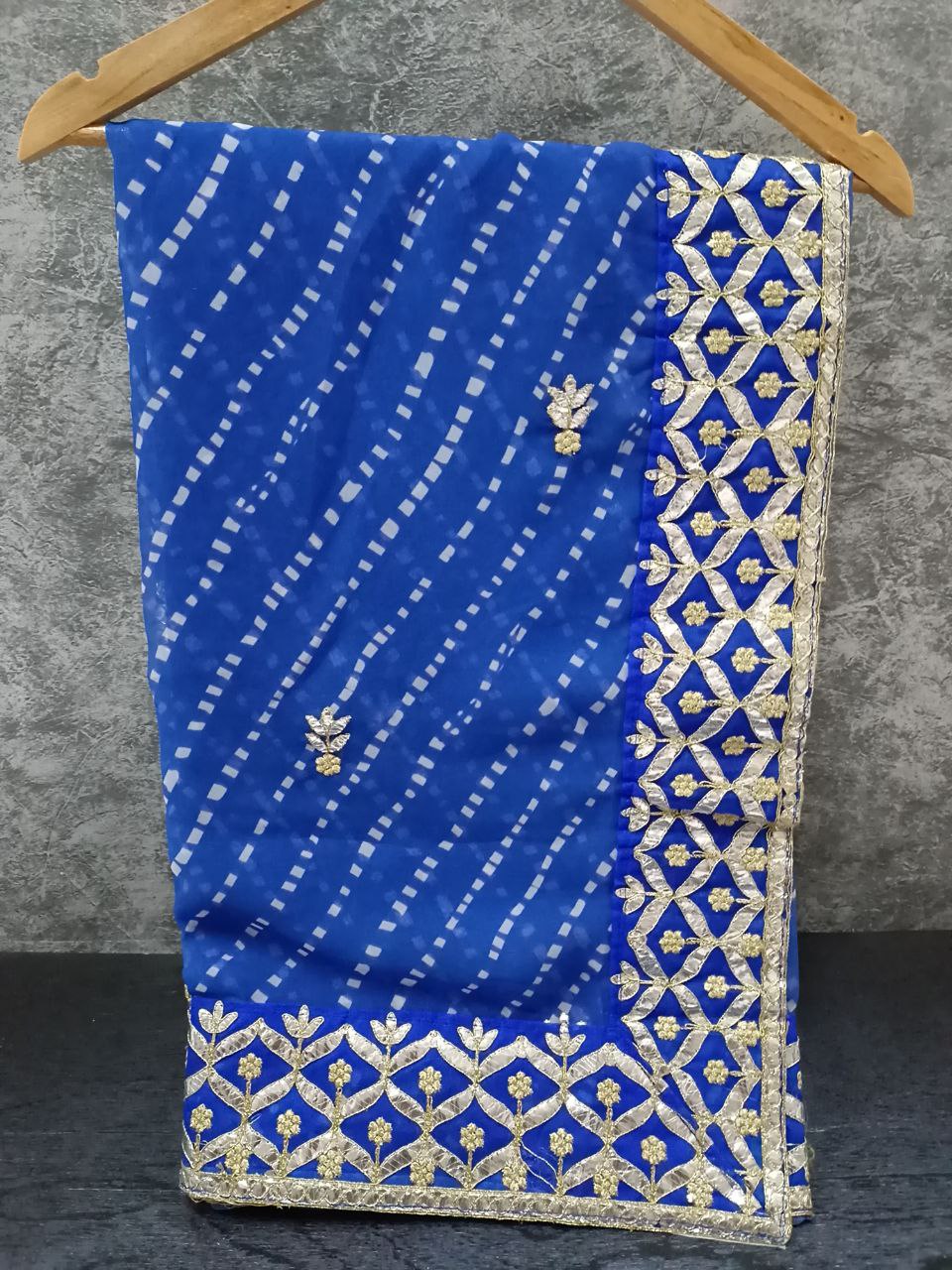 Georgette Mothda Saree with Fancy Foil Gota Work - Elegant Indian Ethnic Wear