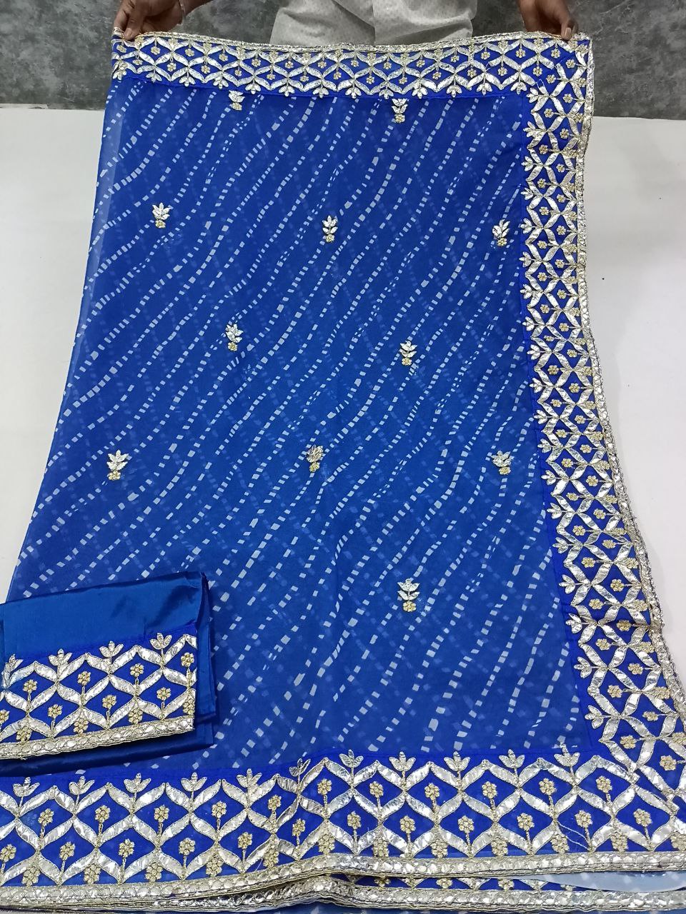 Georgette Mothda Saree with Fancy Foil Gota Work - Elegant Indian Ethnic Wear