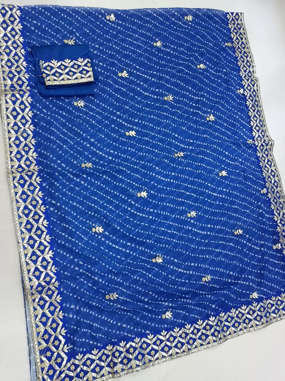 Georgette Mothda Saree with Fancy Foil Gota Work - Elegant Indian Ethnic Wear