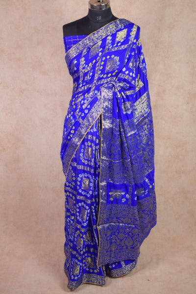 Purple Gharchola Saree With Banarasi Print - KANHASAREE