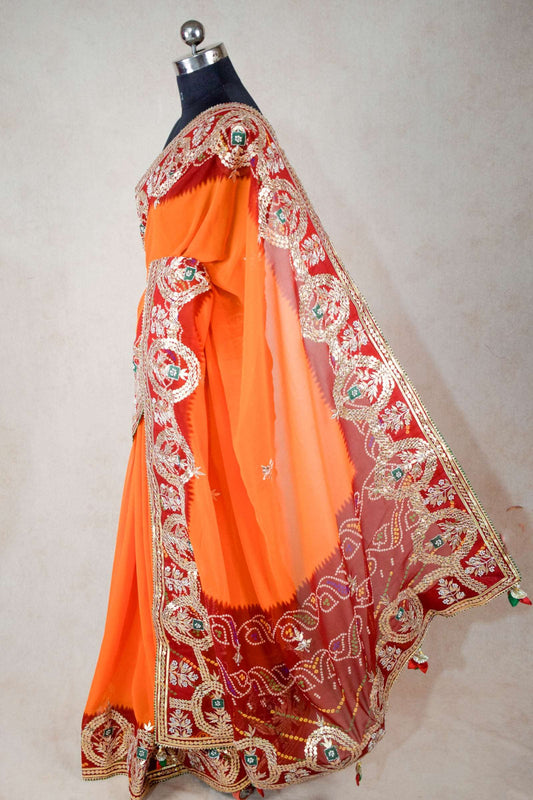 Designer piliya saree in pure georgette - KANHASAREE