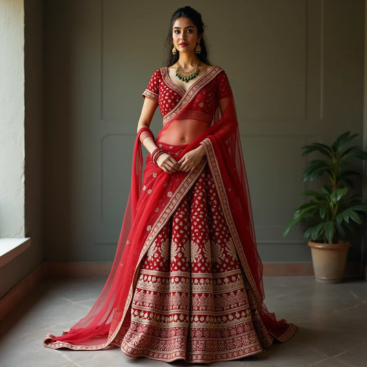 Heavy Gota Patti Work Lehenga - Heavy Gota Patti Work Lehenga Style Draping And Care