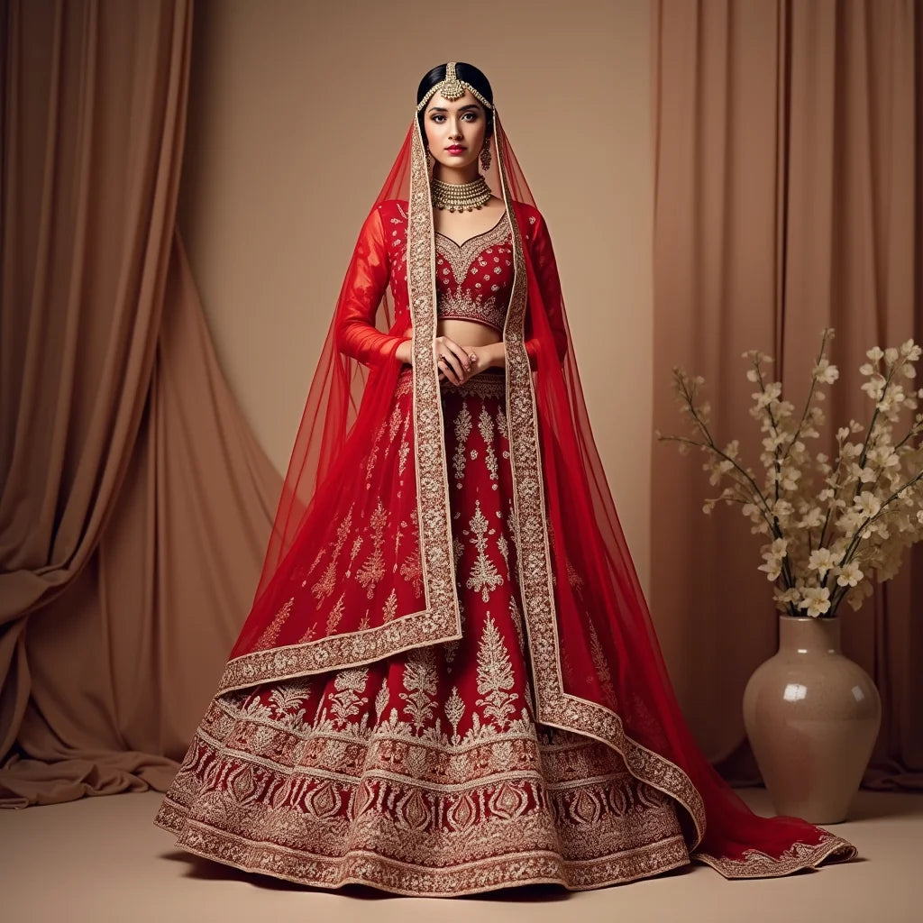 Bridal Lehenga - Bridal Lehenga Essentials Fabrics Drapes and Shine