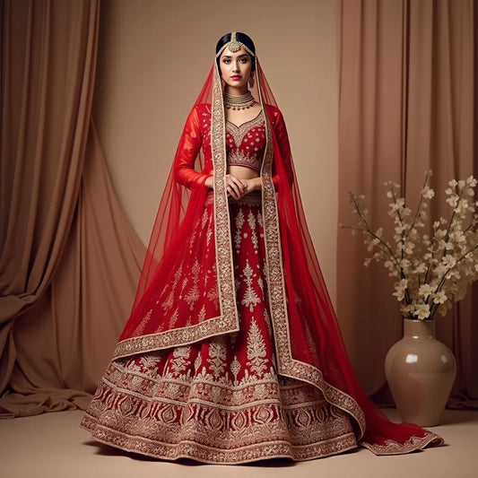 Bridal Lehenga - Bridal Lehenga Essentials Fabrics Drapes and Shine