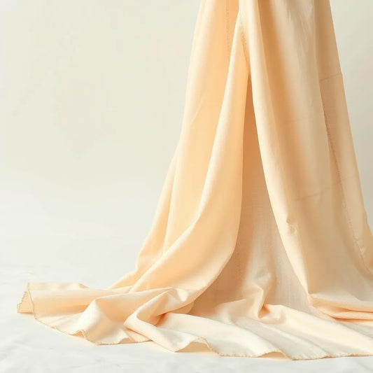 Soft fabric saree draped with flowing pleats and detailed fabric texture in natural light.