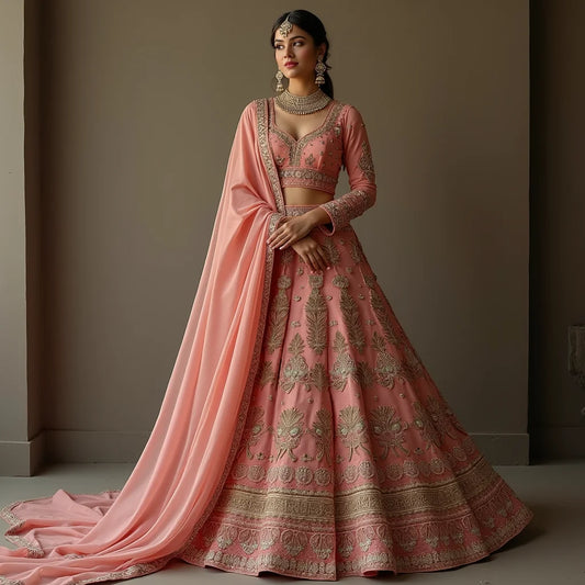 Silk Embroidered Lehenga - Silk Embroidered Lehenga Timeless Luxe for Weddings