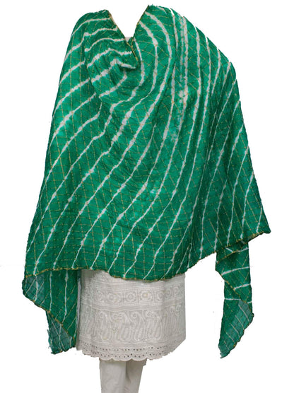 Silk Leheriya Zari Work Dhupatta - KANHASAREE