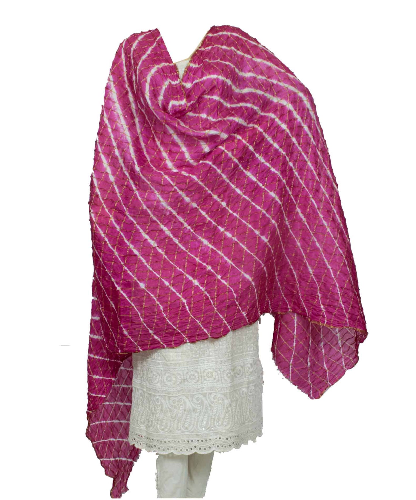 Silk Leheriya Zari Work Dhupatta - KANHASAREE