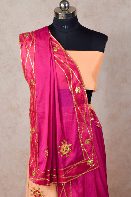 Beautiful Pure Crepe Lehnega and Pure Georgette Dupatta  with Gota Patti Handwork - Kanhasarees by ksds