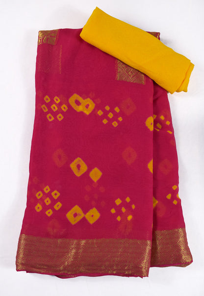 Beautiful georgette saree with zari border - KANHASAREE